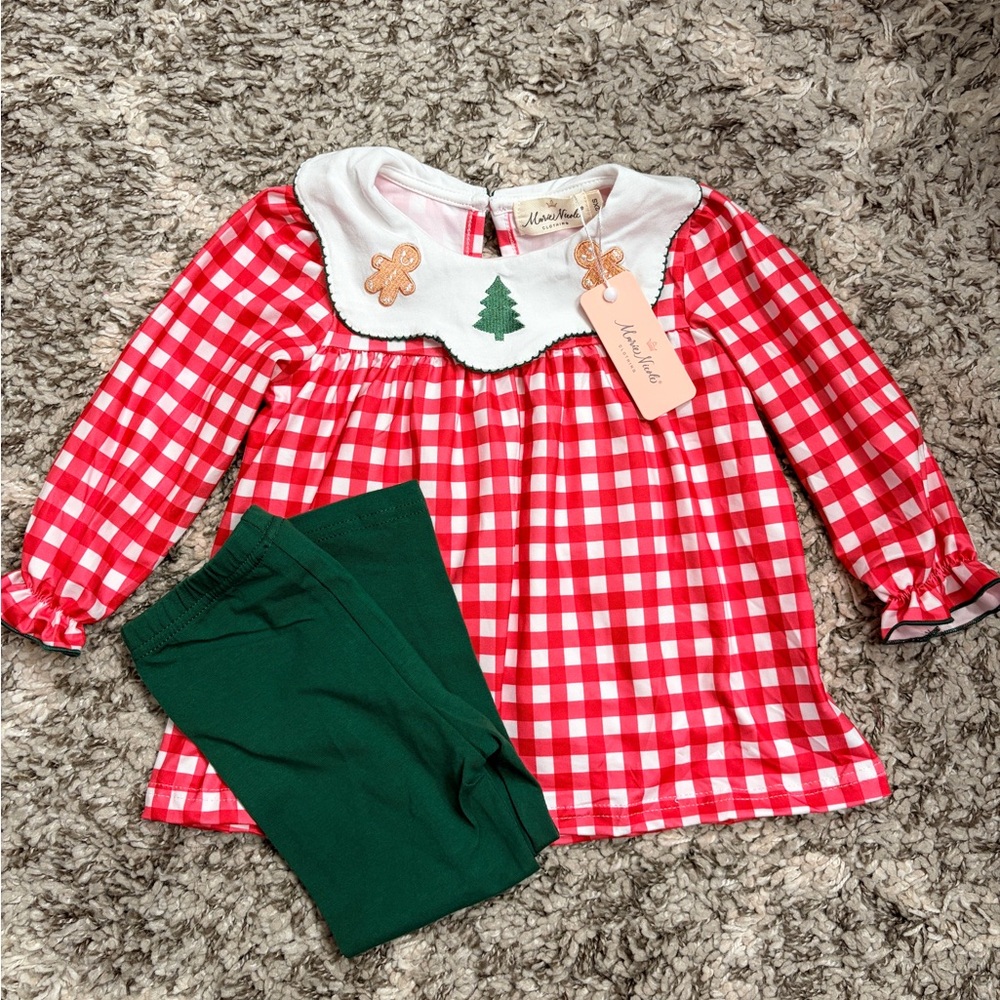 Marie Nicole Red Gingham Gingerbread Two Piece Set